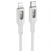 Дата кабель Hoco U120 Transparent explore intelligent power-off PD 27W Type-C to Lightning (1.2m) Gray Дата кабель Hoco U120 Transparent explore intelligent power-off PD 27W Type-C to Lightning (1.2m) Gray