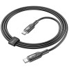 USB кабель Hoco U120 Transparent explore Intelligent Power-off PD 60W Type-C to Type-C (1.2m), Чорний