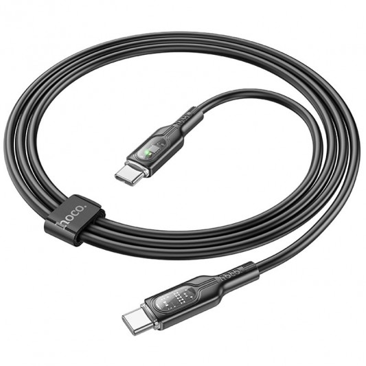 Дата кабель Hoco U120 Transparent explore intelligent power-off PD 60W Type-C to Type-C (1.2m) Black - зображення 3 