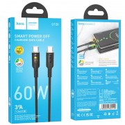 USB кабель Hoco U120 Transparent explore Intelligent Power-off PD 60W Type-C to Type-C (1.2m), Чорний