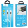 USB кабель Hoco U120 Transparent explore Intelligent Power-off PD 60W Type-C to Type-C (1.2m), Gray