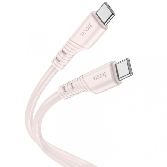 Дата кабель Hoco X97 Crystal color Type-C to Type-C 60W (1m) Light pink