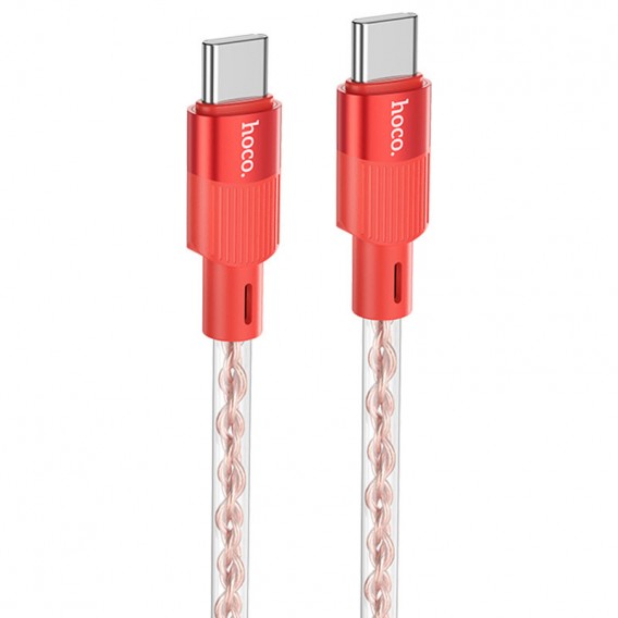 USB кабель Hoco X99 Crystal Junction Type-C to Type-C 60W (1.2m), Червоний
