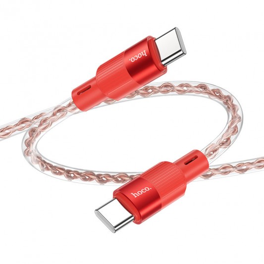 Дата кабель Hoco X99 Crystal Junction Type-C to Type-C 60W (1m) Red - зображення 3 