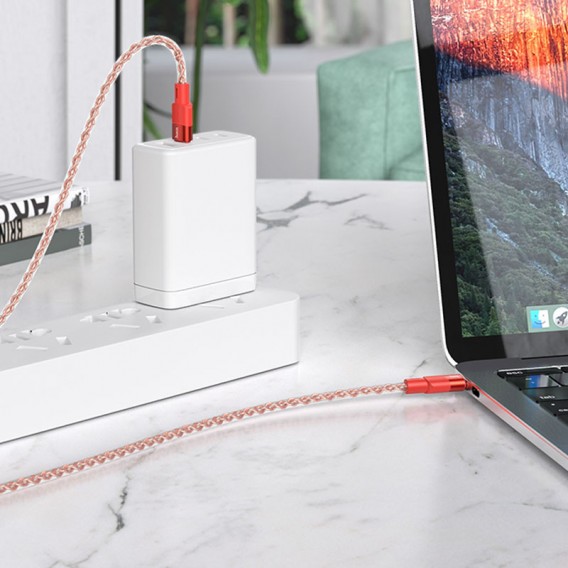 USB кабель Hoco X99 Crystal Junction Type-C to Type-C 60W (1.2m), Червоний