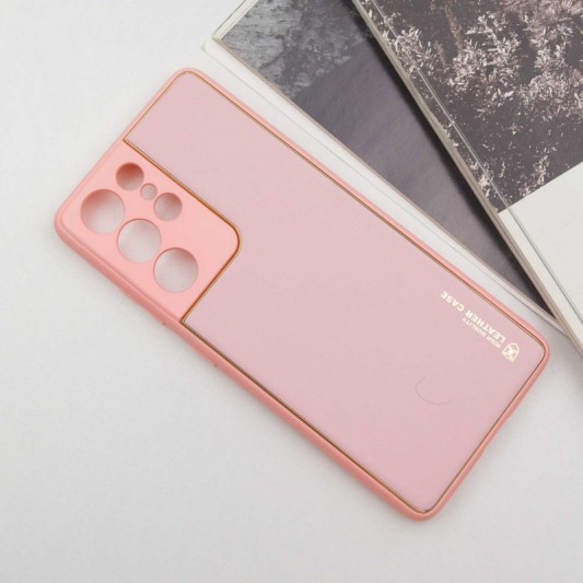 Кожаный чехол Xshield для Samsung Galaxy S21 Ultra Розовый / Pink - изображение 1