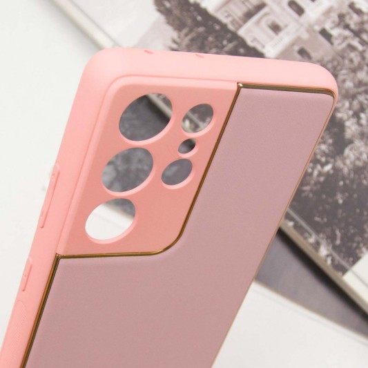 Кожаный чехол Xshield для Samsung Galaxy S21 Ultra Розовый / Pink - изображение 4