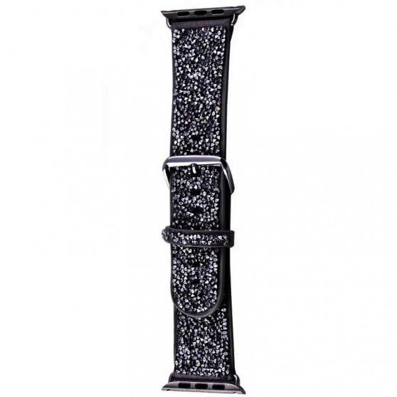 Ремешок Bling World Rock Diamond для Apple Watch 42(ser.1-3)/44/45/46/49mm Черный