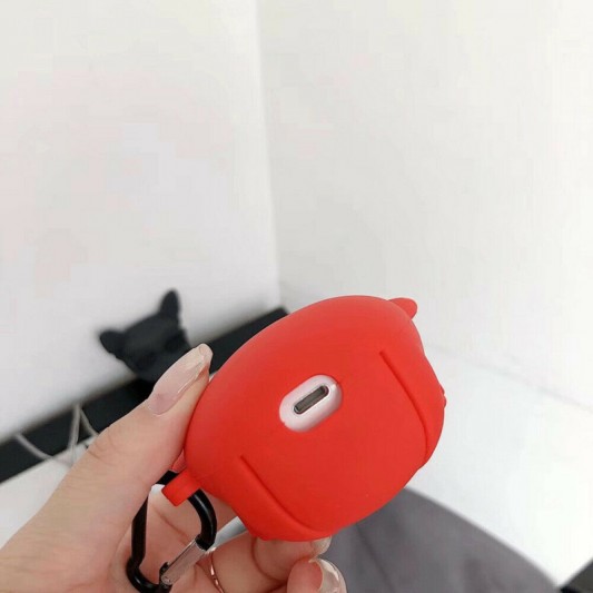Силиконовый футляр Brand для наушников AirPods 1/2 + карабин Karl Lagerfeld red - изображение 3