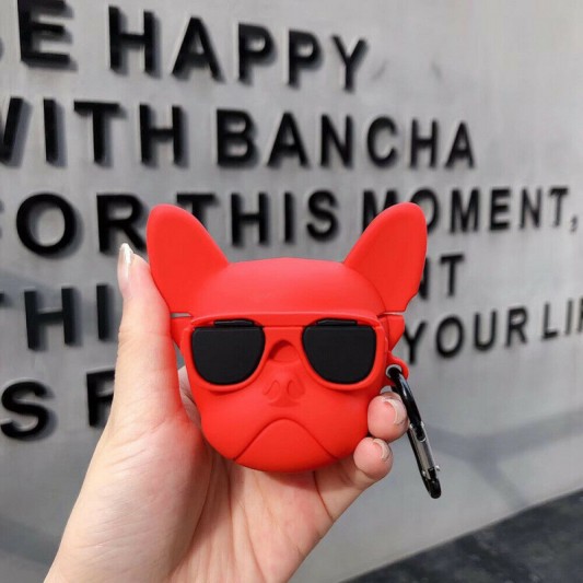 Силиконовый футляр Brand для наушников AirPods 1/2 + карабин Karl Lagerfeld red - изображение 4