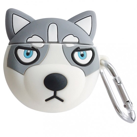 Силиконовый футляр Husky для наушников AirPods 3 + карабин, Серый