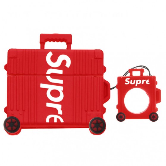 Силиконовый футляр Brand для наушников AirPods Pro + кольцо Supreme red