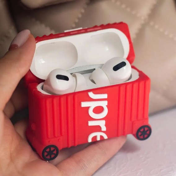 Силиконовый футляр Brand для наушников AirPods Pro + кольцо, Supreme red