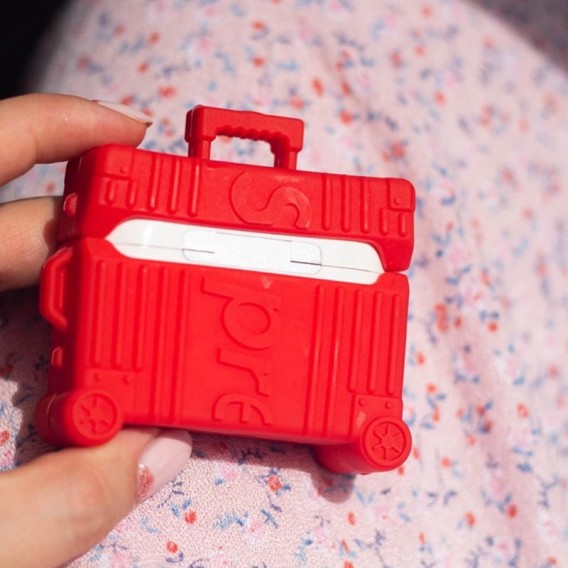 Силиконовый футляр Brand для наушников AirPods Pro + кольцо, Supreme red