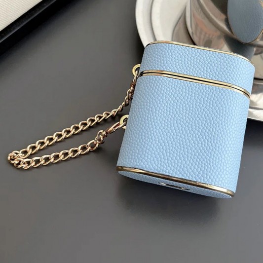 Кожаный футляр Suitcase для наушников AirPods 1/2 Blue - изображение 1