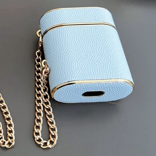 Кожаный футляр Suitcase для наушников AirPods 1/2 Blue - изображение 2