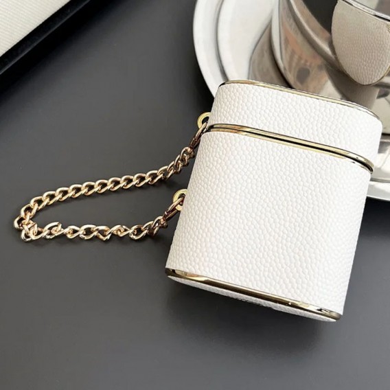 Шкіряний футляр Suitcase для навушників AirPods 1/2, White