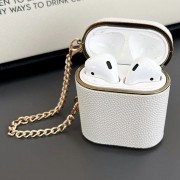 Кожаный футляр Suitcase для наушников AirPods 1/2, White