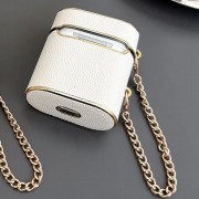 Кожаный футляр Suitcase для наушников AirPods 1/2, White