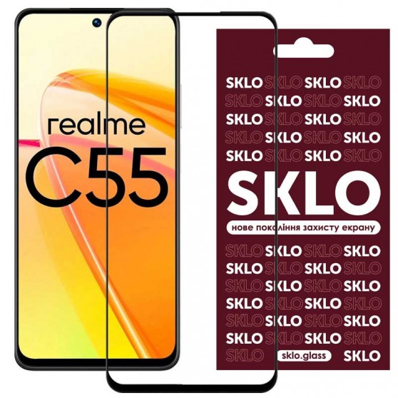 Защитное стекло SKLO 3D для Realme C55 Черный