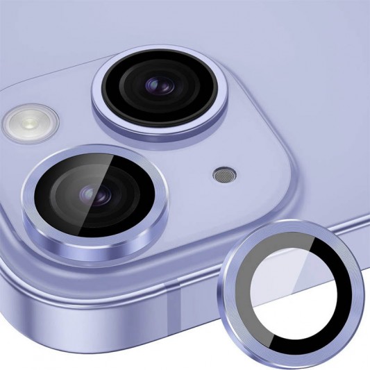 Захисне скло Metal Classic на камеру (у упак.) для Apple iPhone 15 (6.1") / 15 Plus (6.7") Блакитний / Light Blue - зображення 3 