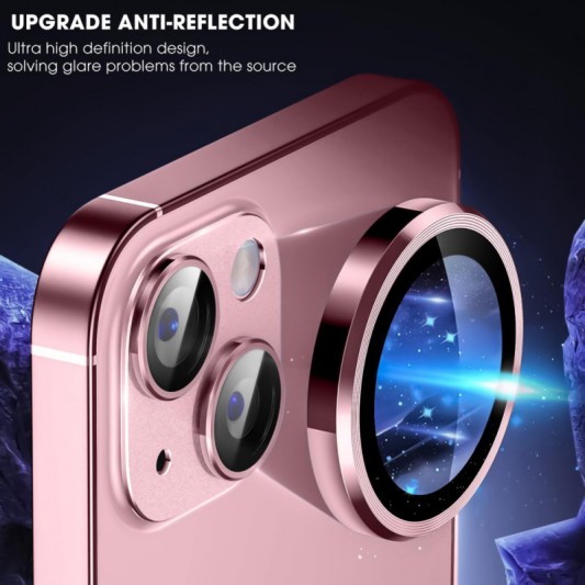Захисне скло Metal Classic на камеру (у упак.) для Apple iPhone 15 (6.1") / 15 Plus (6.7") Рожевий / Pink - зображення 3 