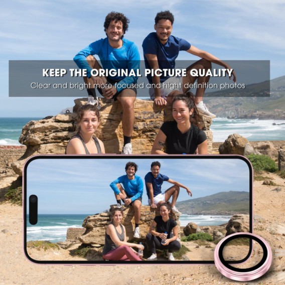 Захисне скло Metal Classic на камеру (в упак.) Apple iPhone 15 (6.1") / 15 Plus (6.7"), Рожевий / Pink