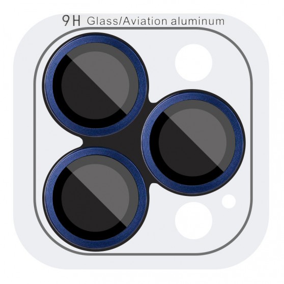 Защитное стекло Metal Classic на камеру (в упак.) для Apple iPhone 15 Pro (6.1") / 15 Pro Max (6.7") Синий / Dark Blue