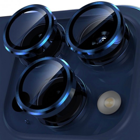 Захисне скло Metal Classic на камеру (у упак.) для Apple iPhone 15 Pro (6.1") / 15 Pro Max (6.7") Синій / Dark Blue - зображення 1 