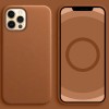 Кожаный чехол Leather Case (AAA) with MagSafe and Animation для Apple iPhone 12 Pro / 12 (6.1"), Saddle Brown