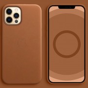 Кожаный чехол Leather Case (AAA) with MagSafe and Animation для Apple iPhone 12 Pro Max (6.7"), Saddle Brown