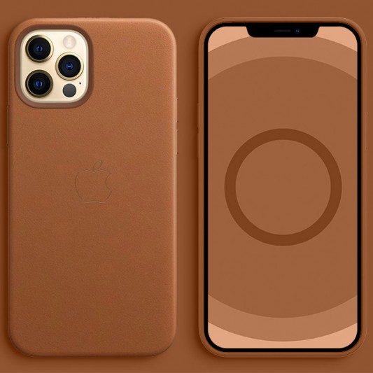 Кожаный чехол Leather Case (AAA) with MagSafe and Animation для Apple iPhone 12 Pro Max (6.7") Saddle Brown - изображение 1