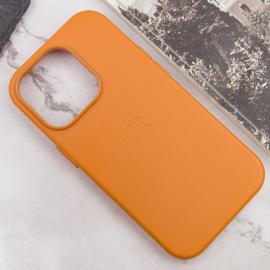 Шкіряний чохол Leather Case (AAA) with MagSafe and Animation для Apple iPhone 13 Pro Max (6.7") Golden Brown - зображення 3 