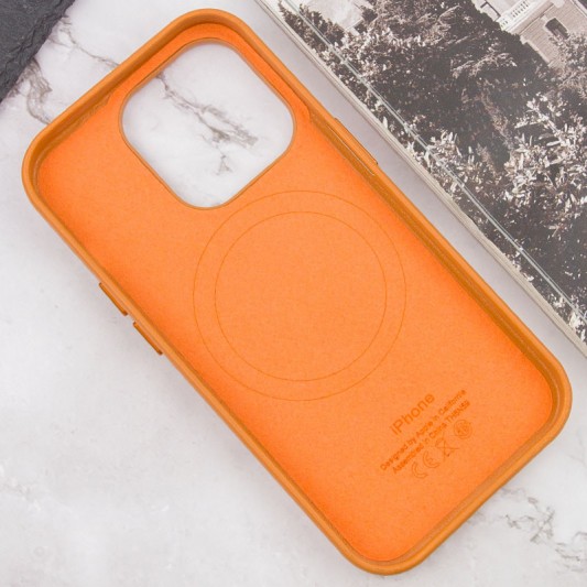 Шкіряний чохол Leather Case (AAA) with MagSafe and Animation для Apple iPhone 13 Pro Max (6.7") Golden Brown - зображення 5 