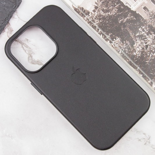 Шкіряний чохол Leather Case (AAA) with MagSafe and Animation для Apple iPhone 13 Pro Max (6.7") Midnight - зображення 3 
