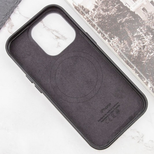 Шкіряний чохол Leather Case (AAA) with MagSafe and Animation для Apple iPhone 13 Pro Max (6.7") Midnight - зображення 5 