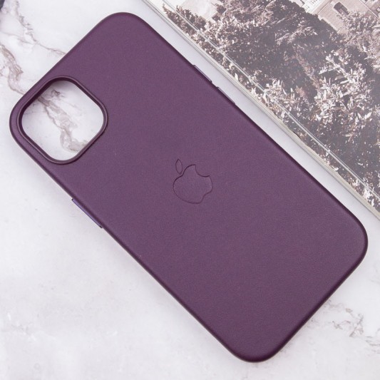 Кожаный чехол Leather Case (AAA) with MagSafe and Animation для Apple iPhone 13 (6.1") Dark Cherry - изображение 2