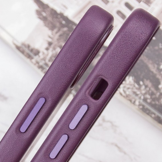 Кожаный чехол Leather Case (AAA) with MagSafe and Animation для Apple iPhone 13 (6.1"), Dark Cherry