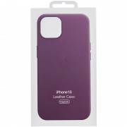 Кожаный чехол Leather Case (AAA) with MagSafe and Animation для Apple iPhone 13 (6.1"), Dark Cherry
