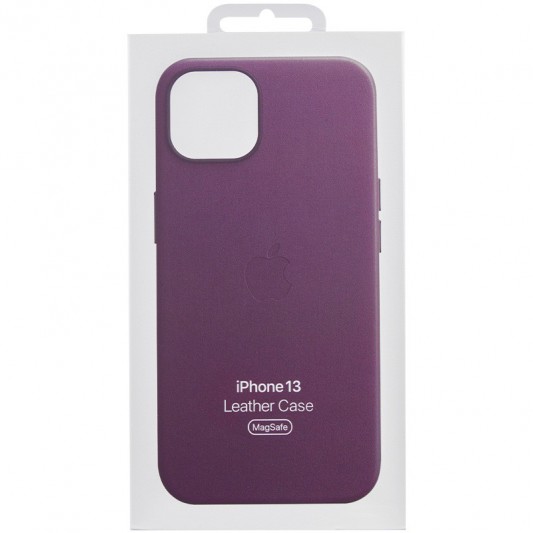 Кожаный чехол Leather Case (AAA) with MagSafe and Animation для Apple iPhone 13 (6.1") Dark Cherry - изображение 5