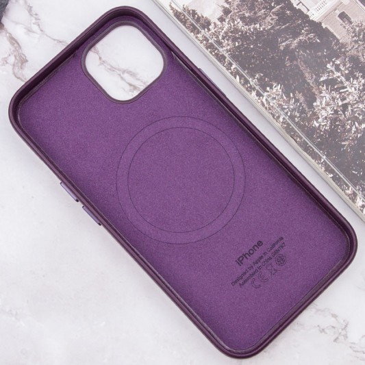 Кожаный чехол Leather Case (AAA) with MagSafe and Animation для Apple iPhone 13 (6.1") Dark Cherry - изображение 6