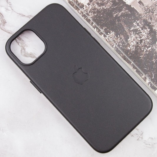 Кожаный чехол Leather Case (AAA) with MagSafe and Animation для Apple iPhone 13 (6.1") Midnight - изображение 3