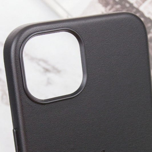 Кожаный чехол Leather Case (AAA) with MagSafe and Animation для Apple iPhone 13 (6.1") Midnight - изображение 7