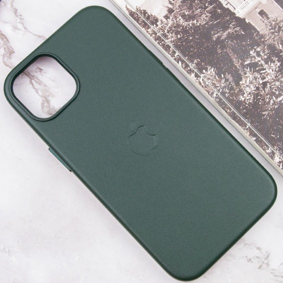 Шкіряний чохол Leather Case (AAA) з MagSafe and Animation для Apple iPhone 13 (6.1"), Sequoia Green