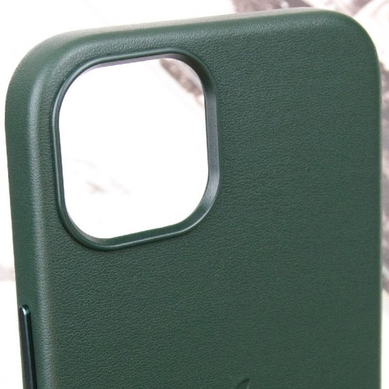 Шкіряний чохол Leather Case (AAA) з MagSafe and Animation для Apple iPhone 13 (6.1"), Sequoia Green