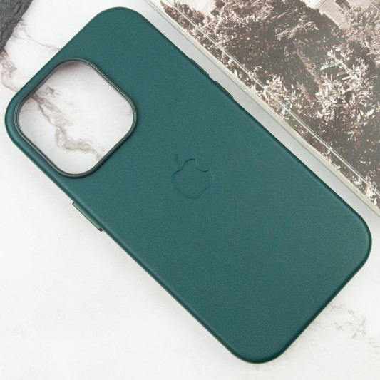 Кожаный чехол Leather Case (AAA) with MagSafe and Animation для Apple iPhone 14 Pro (6.1") Forest Green - изображение 3