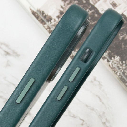 Кожаный чехол Leather Case (AAA) with MagSafe and Animation для Apple iPhone 14 Pro (6.1") Forest Green - изображение 5
