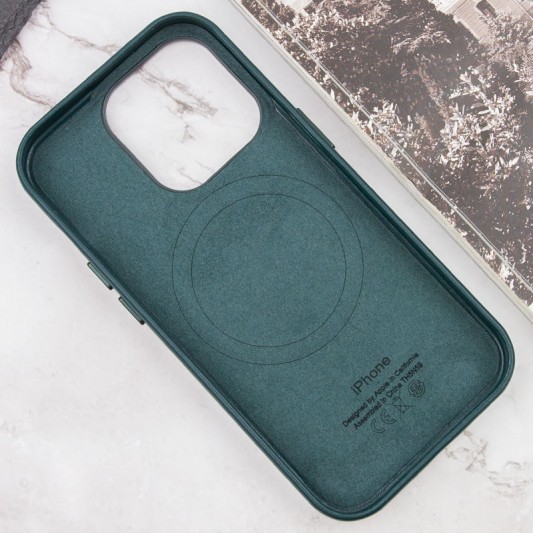 Кожаный чехол Leather Case (AAA) with MagSafe and Animation для Apple iPhone 14 Pro (6.1") Forest Green - изображение 6