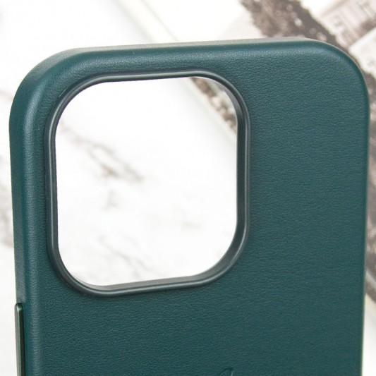 Кожаный чехол Leather Case (AAA) with MagSafe and Animation для Apple iPhone 14 Pro (6.1") Forest Green - изображение 7