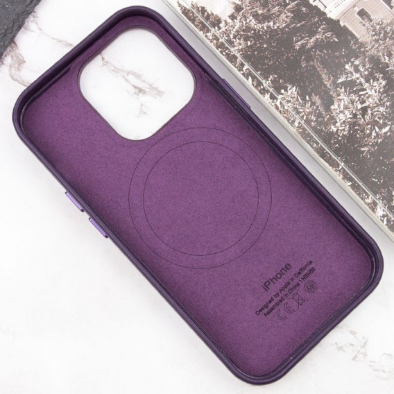 Кожаный чехол Leather Case (AAA) with MagSafe and Animation для Apple iPhone 14 Pro (6.1"), Deep Violet
